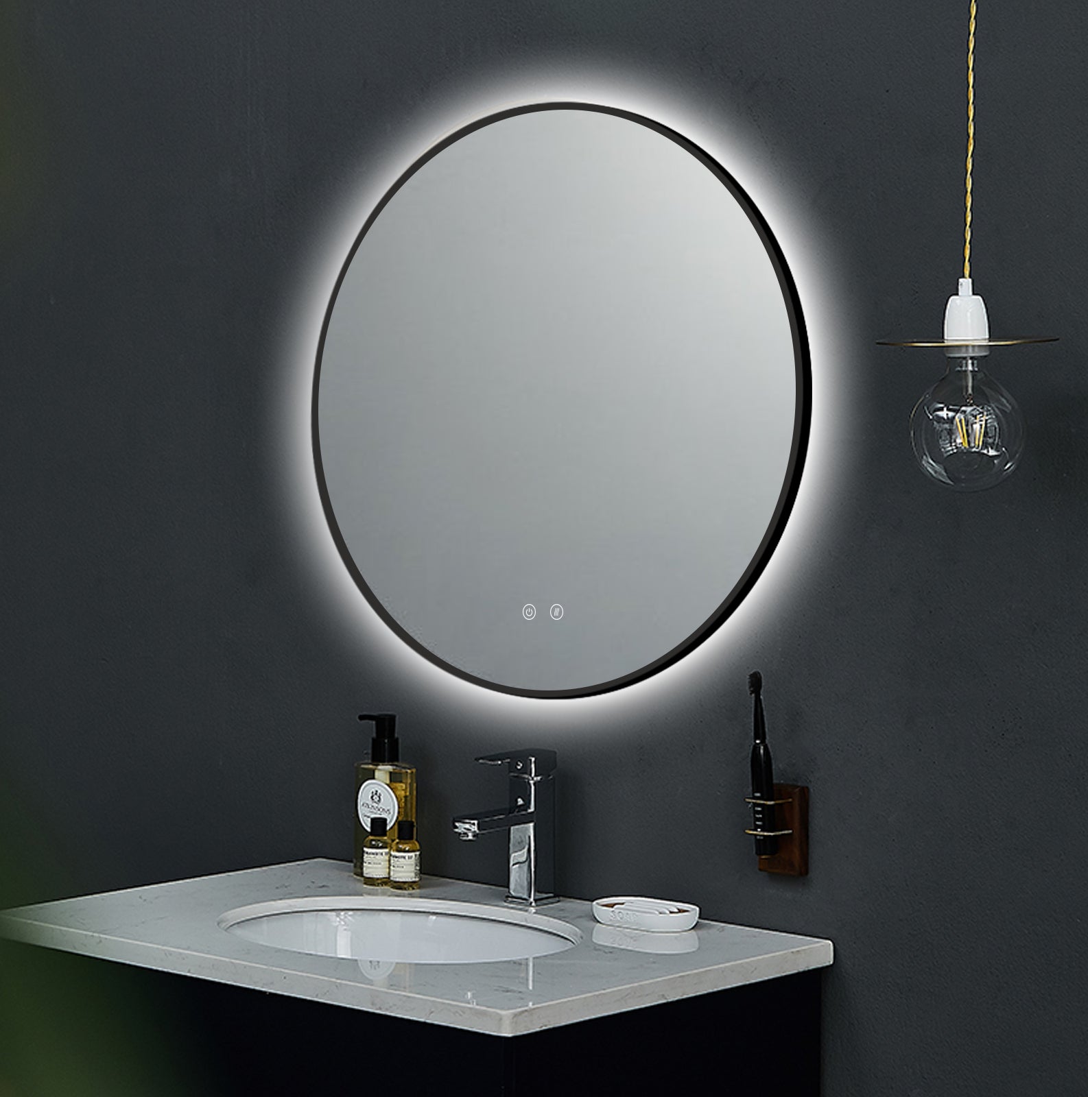 LED-spiegel Ares Zwart