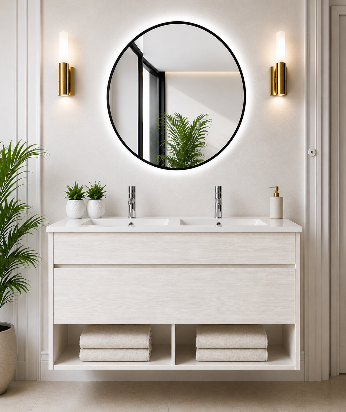 Hangend badmeubel NEBARI met lade en extra platte wastafel