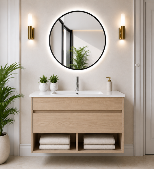 Hangend badmeubel NEBARI met lade en extra platte wastafel
