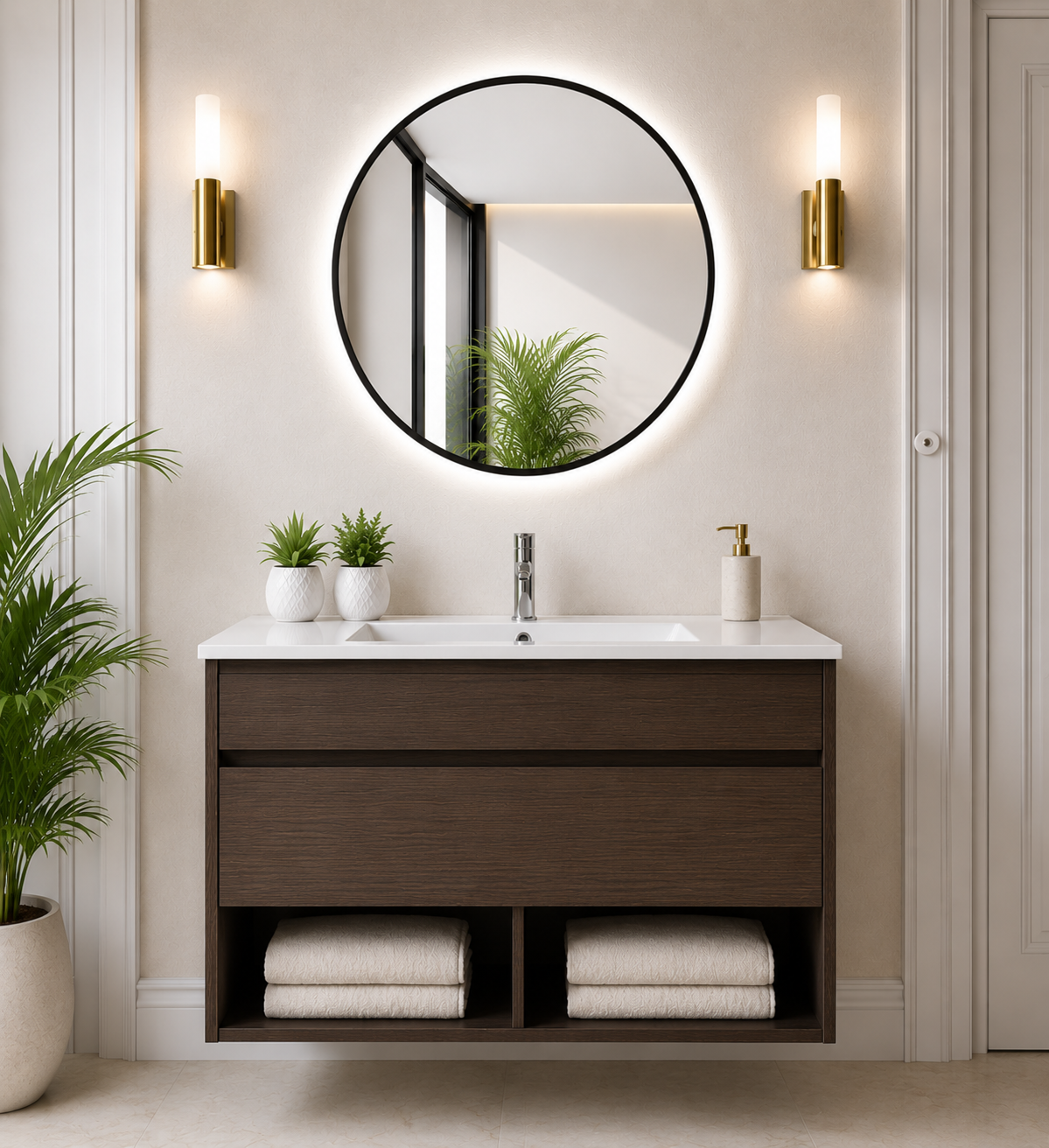 Hangend badmeubel NEBARI met lade en extra platte wastafel