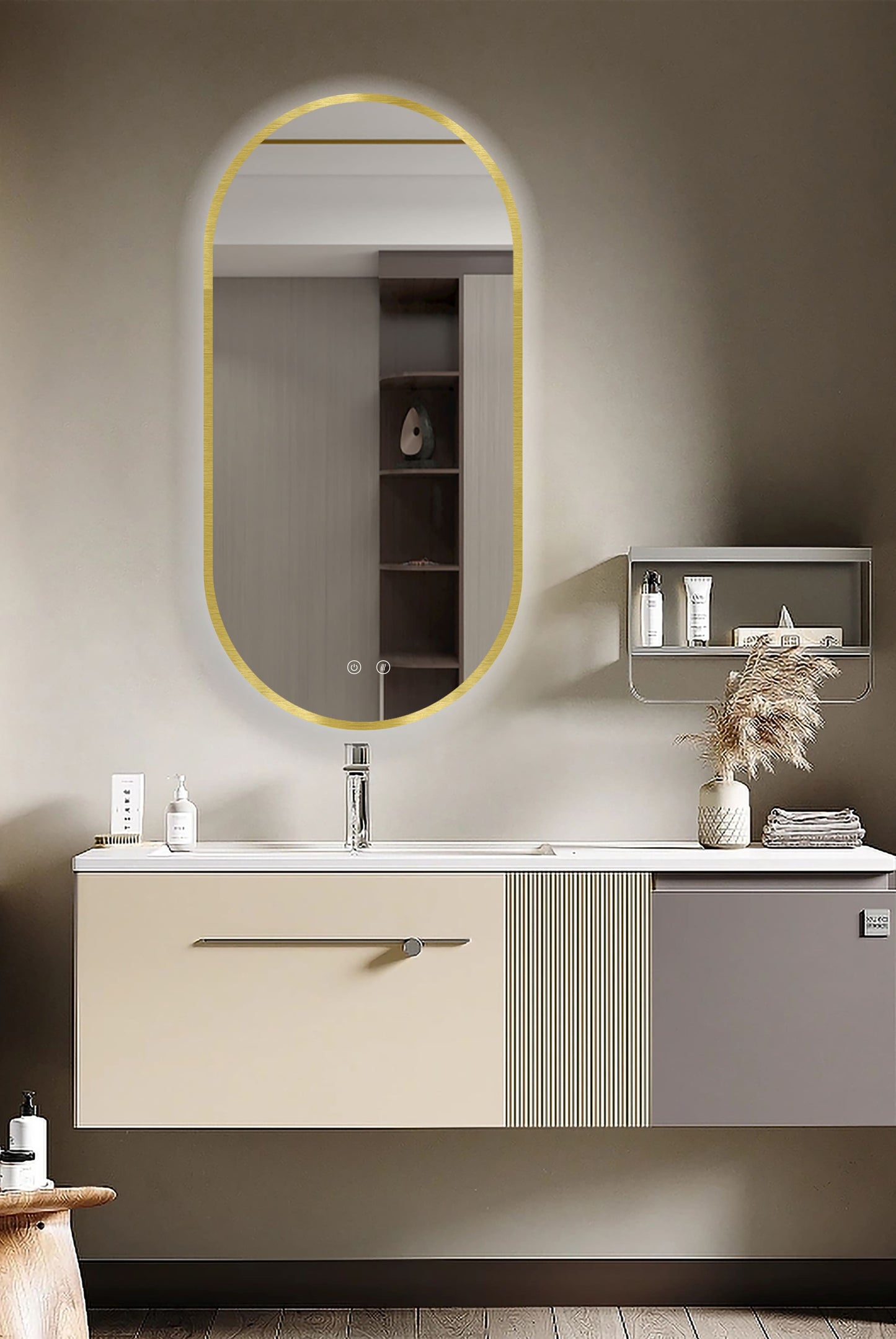 LED-spiegel Selene Goud & Zwart