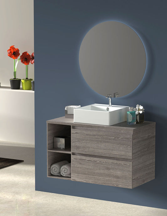 Badmeubel ZEUS met houten blad en opzetwastafel